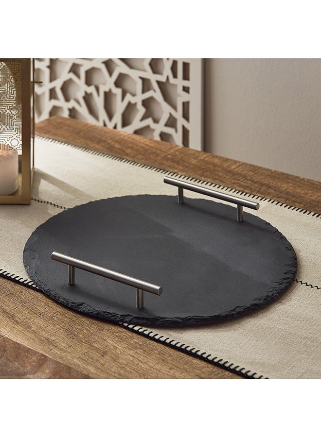 Home Box Eden Round Slate Tray with Handle - Image 2